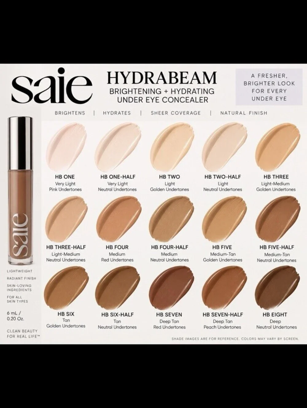 Saie Hydrabeam HB Five Half 5.5 Concealer 6mL Brightening Hydrating NEW
